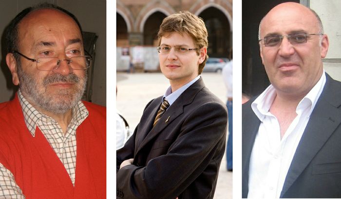 I tre capigruppo di minoranza di casalmaggiore. Da sinistra, Carlo Sante Gardani, Filippo Bongiovanni e Orlando Ferroni