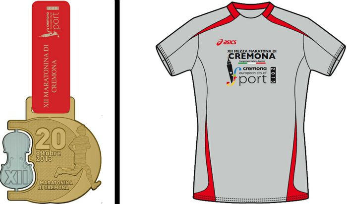La medaglia e la maglia della XII Maratonina Città di Cremona