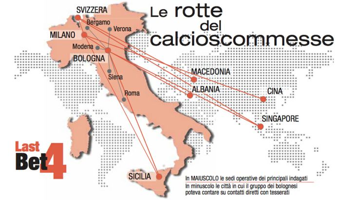 Le rotte del calcioscommesse