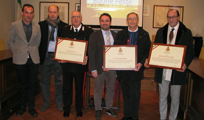 I tre premiati dall'amministrazione di Robecco