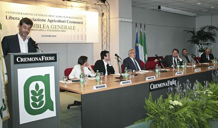 Mario Guidi durante il suo intervento all'Assemblea della Libera