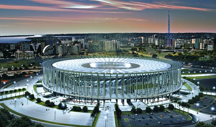 Estádio Nacional Mané Garrincha - In primo piano i tubi realizzati dall'Ata di Cremona
