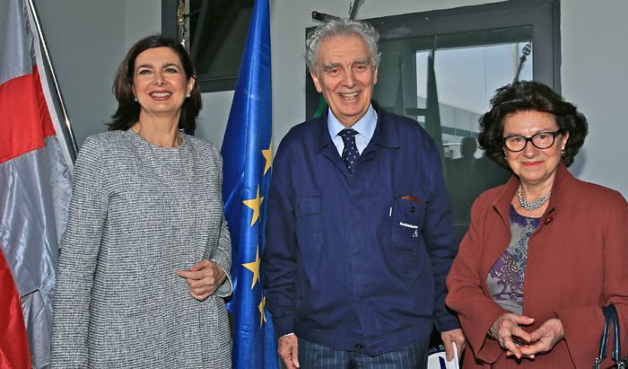 L'On. Laura Boldrini all'Acciaieria Arvedi - Laura Boldrini, Giovanni Arvedi, Luciana Buschini