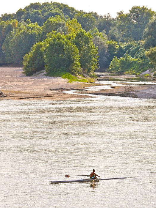 Il fiume Po in magra