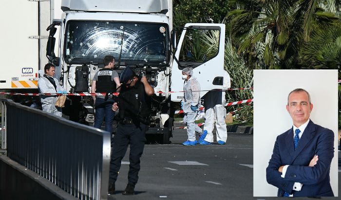Il camion dell'attentato a Nizza e l'amministratore delegato di Castello Italia, Pierluigi Testa
