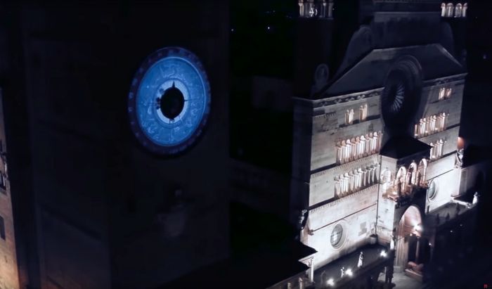 Video-mapping del Torrazzo realizzato da Giochi di Luce, Mou Factory e Pro Cremona - countdown fase 2