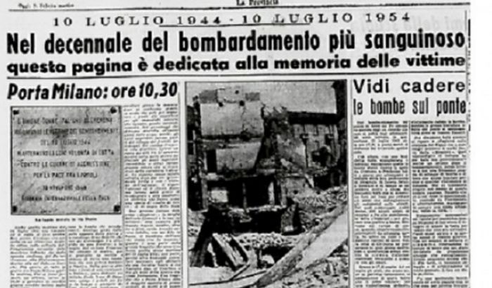 Il decennale del bombardamento del 10 luglio 1944 nel servizio della Provincia di Cremona
