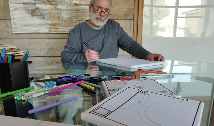 Roberto Pitturazzi mentre disegna