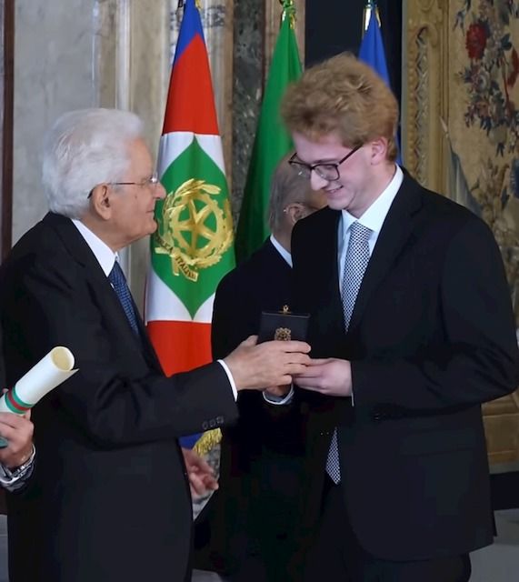 MATTEO SEVERGNINI Alfiere del Lavoro con Mattarella
[foto Quirinale]