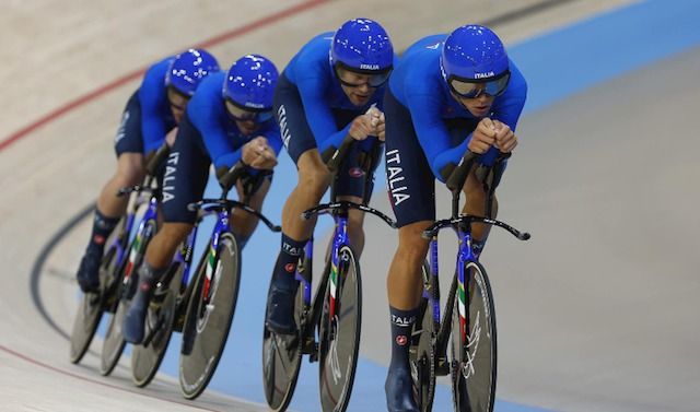 Il quartetto azzurro dell'inseguimento a squadre