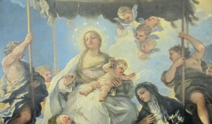 Luca Giordano, Dettaglio Madonna con Baldacchino